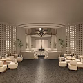 Modern Restaurant Interior With White Seats Counter Menu Board And Decorative Plant