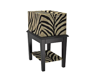 Decorative Zebra Print Tissue Box Placed On Black Small Accent Table 3d model