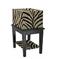 Decorative Zebra Print Tissue Box Placed On Black Small Accent Table