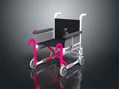Modern Wheelchair Design With Black Seat Pink Frame And Silver Wheels 3d model