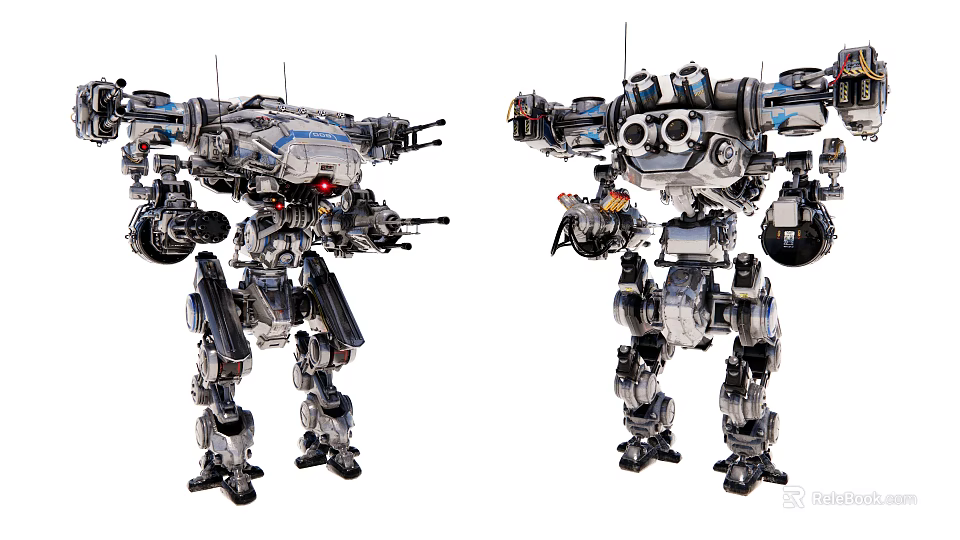 Intelligent Robotic Machines With Mechanical Armor Advanced Weapon Systems And Multi Jointed Limbs 3d model 