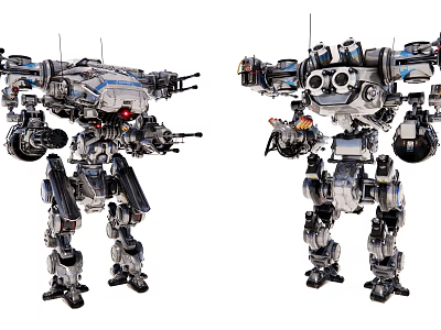 Intelligent Robotic Machines With Mechanical Armor Advanced Weapon Systems And Multi Jointed Limbs 3d model