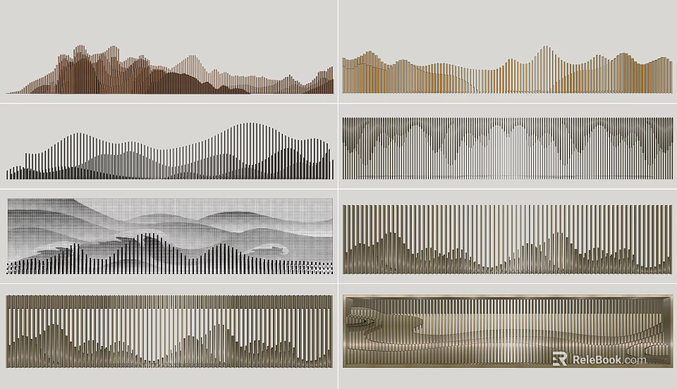 Modern Textured Background Wall Designs With Mountain Wave Patterns And Neutral Tones 3d model