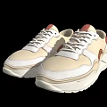Modern Casual Beige Sneakers with White Soles and Brown Accent Details