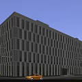 Aerial Planning of Modern Office Building With Glass Curtain Wall at Night