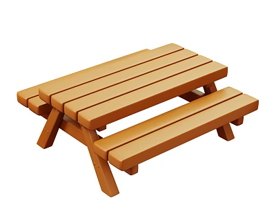Light Brown Wooden Picnic Table With Simple Structure And Outdoor Benches Design 3d model