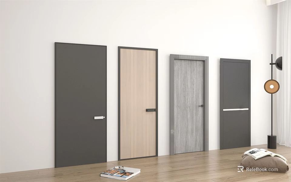 Modern Hinged Doors In Various Colors And Materials For Interior Design 3d model