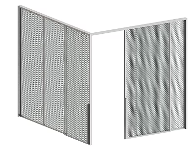 Sturdy Metal Swing Door With Perforated Panel Design For Modern Interior Partition 3d model