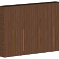 Elegant Modern Wooden Wardrobe With Curved Doors And Golden Handles Design