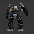 Giant Armored Mechanical Character With Weaponized Blades And Yellow Accent Details