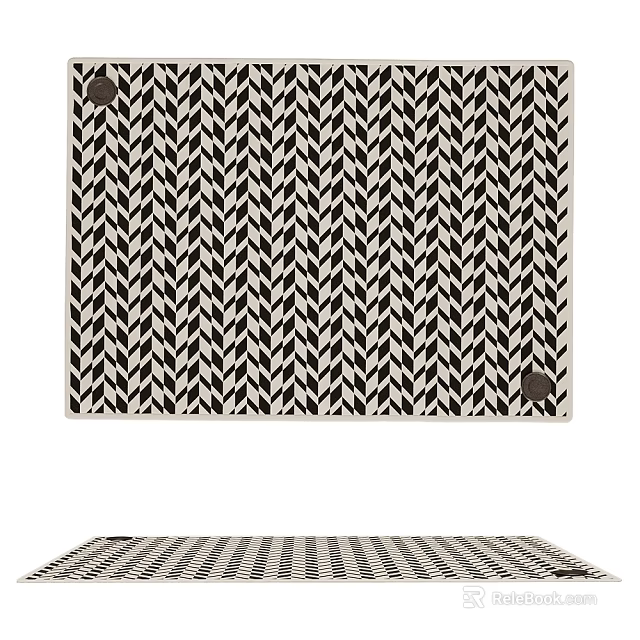 Square Rug With Black And White Herringbone Pattern 3d model