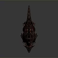 Mythical Red And Black Scaled Dinosaur With Spiked Back Walking Pose