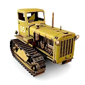 Old Yellow Tracked Tractor With Functional Cab Vintage Work Vehicle 09 3d model
