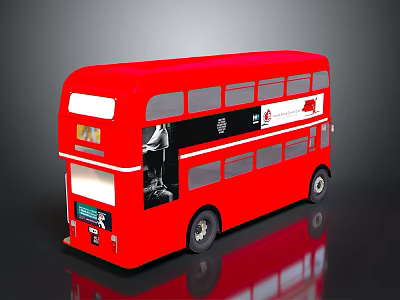 Red Double Decker Bus With Classic Body Design And Large Windows 3d model