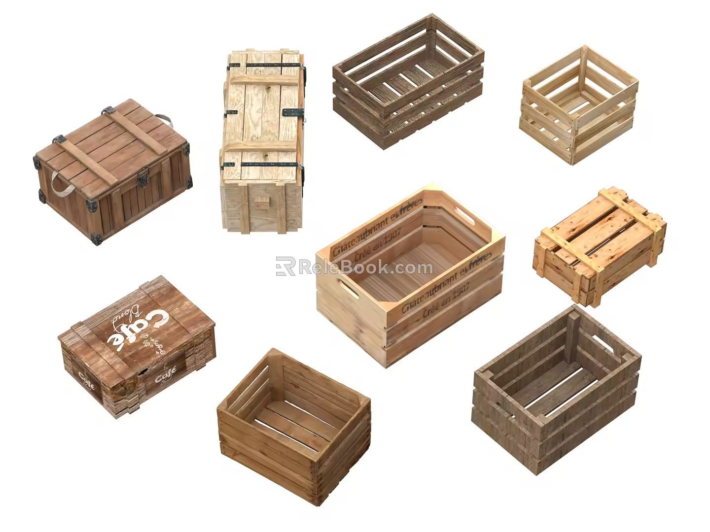 Modern wooden box express box storage box toolbox packing box beer box outdoor box 3d model