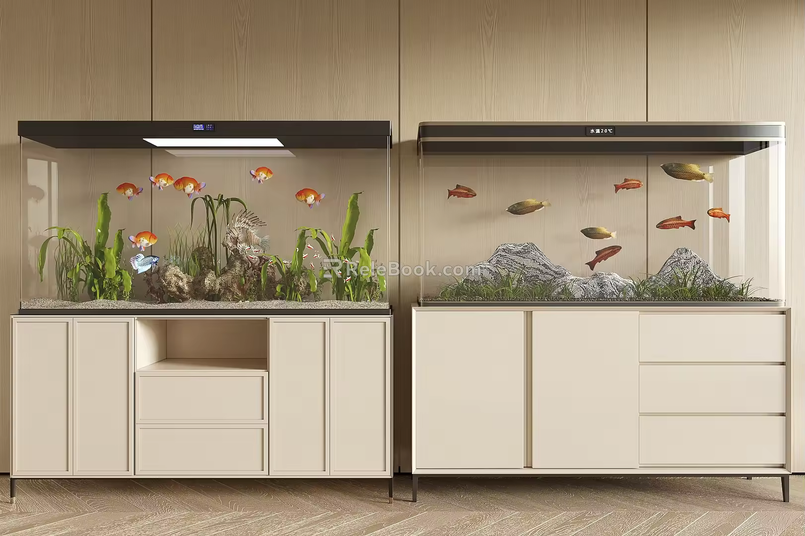 Minimalist Fish Tank Aquarium Set Landscape Fish Combination Creative Art Fish Tank Aquarium 3d model
