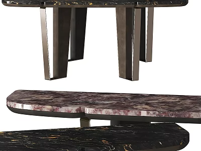 Modern Marble Table Design With Metal Legs And Colorful Surface Patterns 3d model