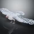 White Eagle Spreading Wings Standing On Black Surface With Detailed Feather Texture 3d model