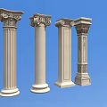 Various Styles of Roman Columns With Carved Tops Fluted Surfaces And Ornate Details