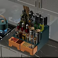 Kitchen Countertop Organizer Rack With Multi Layer Storage For Oil Bottles And Spice Jars