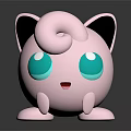 Jigglypuff Cute 3D Animated Game Character with Pink Body Large Turquoise Eyes and Black Ears