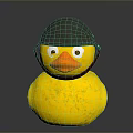 Playful Yellow Rubber Duck Wearing Green Helmet as Daily Life Essential