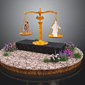 Elegant White Robe Apparel Featured On Golden Scale With Floral Decor