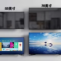 55 Inch and 70 Inch Smart TVs with Colorful Interface and Landscape