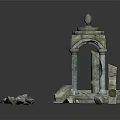 Detailed Classical Style Stone Architectural Components With Columns Arches And Blocks