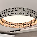 Modern Circular Ceiling Light With Perforated Geometric Patterns And Soft Warm Light 3d model
