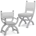 Vintage Classic Wooden Chairs With Beige Cushions And Intricate Carved Details