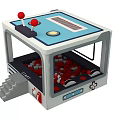 Fun Amusement Equipment with Red Joysticks Blue Top Surface Steps and Red White Ball Compartments