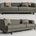 Comfortable Gray Fabric Two Seater Sofa With Plaid And Solid Pillows