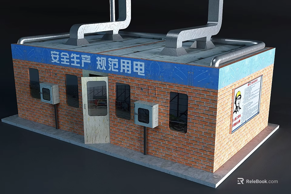 Construction Site Safety Facility with Brick Structure for Safe Production and Standardized Electricity Use 3d model