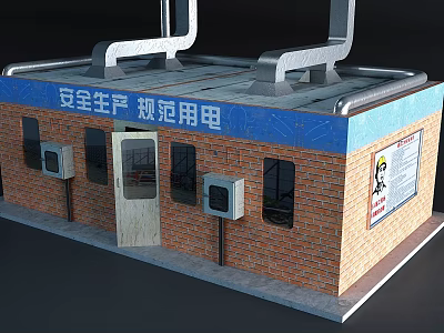 Construction Site Safety Facility with Brick Structure for Safe Production and Standardized Electricity Use 3d model