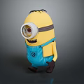 Cute One Eyed Minion Character With Blue Overalls And Smiling Face