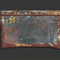 Vintage Decorative Box With Red And Blue Painted Top Worn Edges And Brass Lock