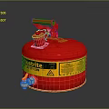 Red Justrite Safety Can Fire Extinguisher with Yellow Label Red Handle and Brass Valve