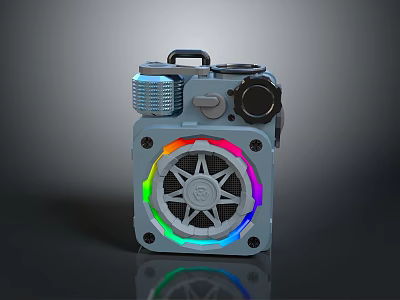 Portable Electronic Speaker With Colorful LED Lights Handle And Knob Design 3d model