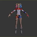 Harley Quinn Costume With Pink Blue Pigtails Daddys Lil Monster Top Blue Shorts And Tattoos