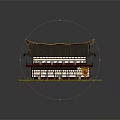 Traditional East Asian Multi Story Building With Red Walls Curved Eaves And Dark Tiled Roof