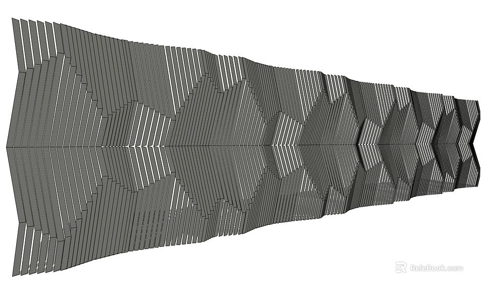 Modern Decorative Wall With Geometric Patterns Striped Panels And Textured Design 3d model 