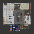 Cartoon Store Layout Scene With Colorful Shopping Sections Shelves And Checkout Areas