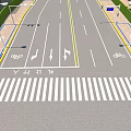 Modern Municipal Road With Pedestrian Walkway Green Median Street Lamps And Modern Buildings