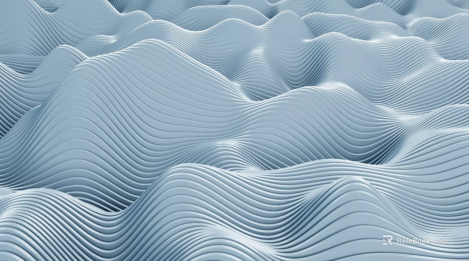 Modern Background Wall With Wavy Light Blue 3D Linear Texture Design 3d model 