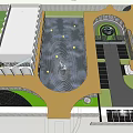 Elegant Modern Sales Office Building With Curved Roof Arched Doors Windows And Water Pool