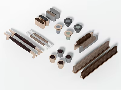 Variety of Door Handles in Different Styles and Materials for Home Interior Use 3d model