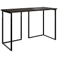 Modern Rectangular Dining Table With Dark Wooden Top And Black Metal Frame