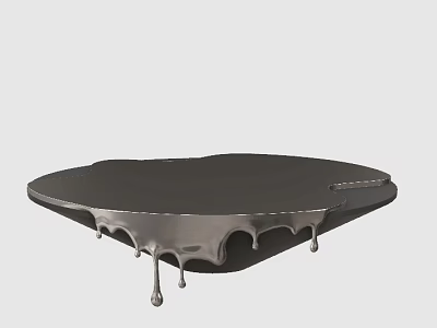 Modern Black Reception Desk With Sleek Surface And Dripping Metallic Edge 3d model