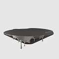 Modern Black Reception Desk With Sleek Surface And Dripping Metallic Edge